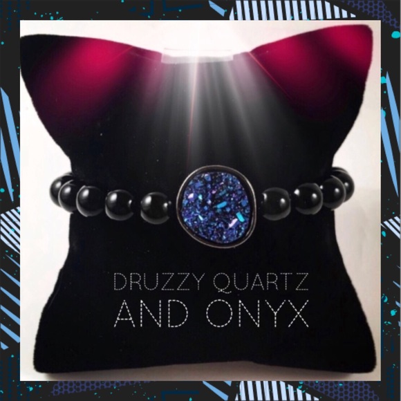 Last one !! blue druzy galaxy onyx gems bracelet - Picture 4 of 8